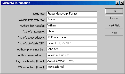WordPerfect template